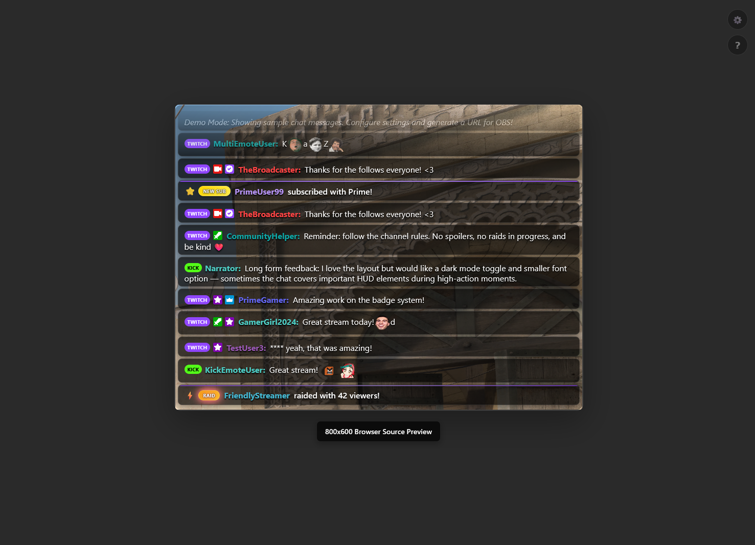 OBS Chat Generator Screenshot